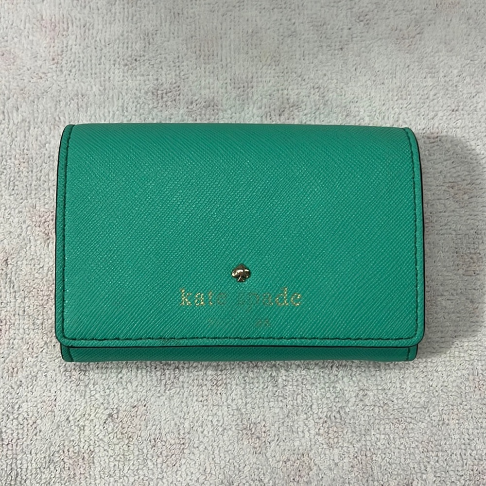 Kate Spade small flap compact card holder in turquoise